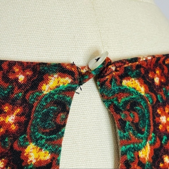 H&M Long Sleeve Boho Festival Multi Keyhole Back Mini Dress- Size 4 - Picture 7 of 10